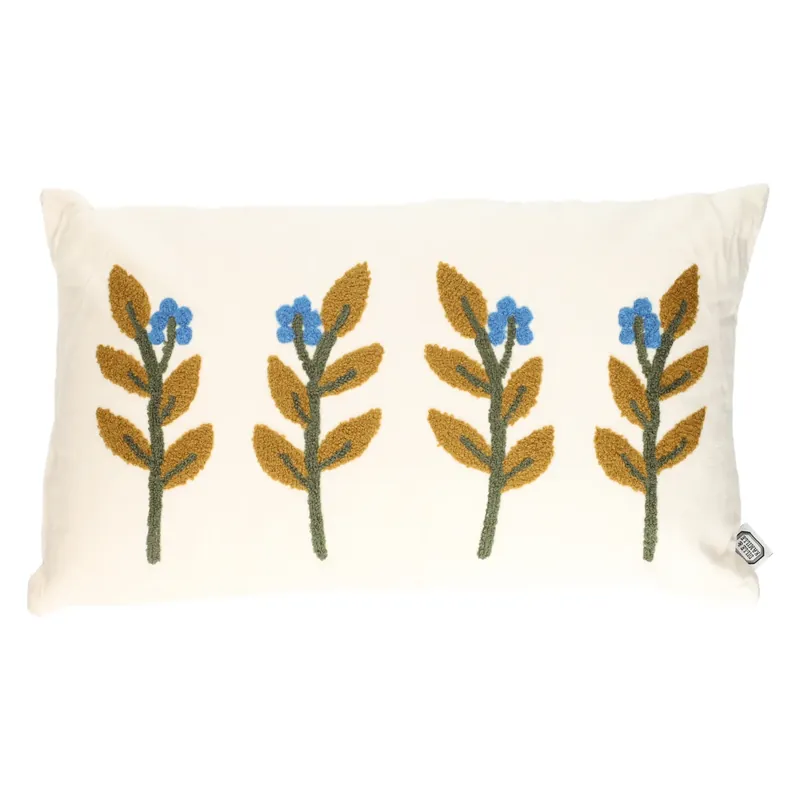 Neue Ware Samtkissen, Bio-Baumwolle, Zweige, off- white, 30 x 50 cm